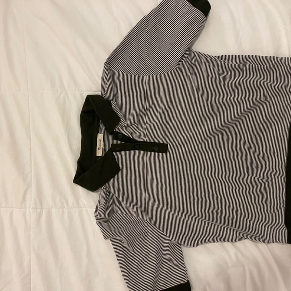 Madewell Striped Shrunken Polo Tee - M - Picture 3 of 3